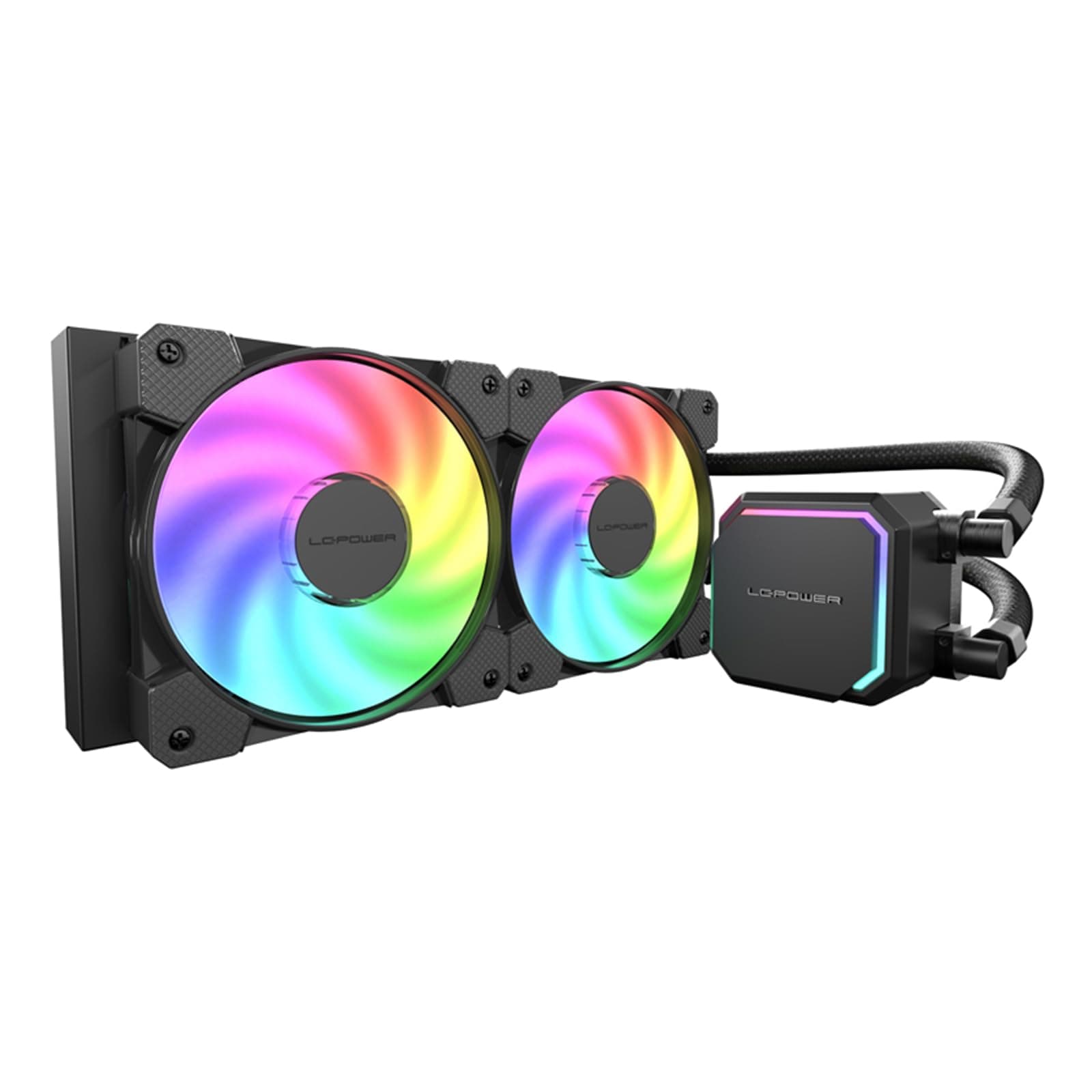 LC-POWER LC-CC-280-B-ARGB | 280mm ARGB CPU Wasserkühlung | AIO Flüssigkühler mit 2x 140mm Lüftern | 280W TDP | kompatibel mit Intel LGA1700/1200/115X & AMD AM5/AM4