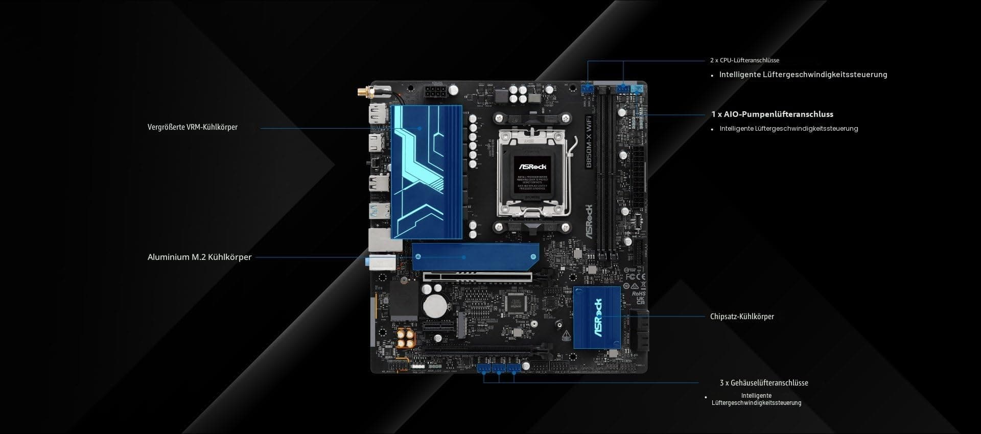 ASRock Placa Base B850M-X WiFi B850 AM5 Micro ATX WiFi R2.0 PCIe 4.0 Bild 7