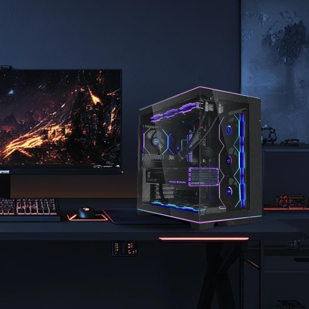 Lian Li O11D EVO RGB Schwarz | ATX PC-Gehäuse aus Stahl, Aluminium & Tempered Glass, 455 mm GPU, 420 mm Radiatoren, integrierte RGB-Beleuchtung Bild 5