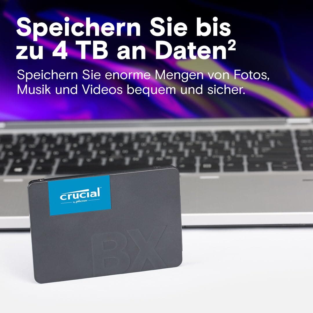 Crucial BX500 SATA SSD 1TB, 2,5" Interne Festplatte, bis zu 540 MB/s, 1TB SSD kompatibel mit Laptop und Desktop (PC), 3D NAND, Dynamische Schreibbeschleunigung - CT1000BX500SSD101 Bild 7