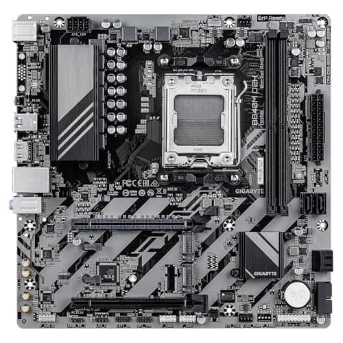 GIGABYTE B840M D2H Mainboard – AMD Ryzen 9000 CPUs, 5+2+2 Phasen VRM, bis zu 7600 MHz DDR5, 1xPCIe 4.0 + 1xPCIe 3.0 M.2, 2.5GbE LAN, USB 3.2 Gen 1 Bild 4