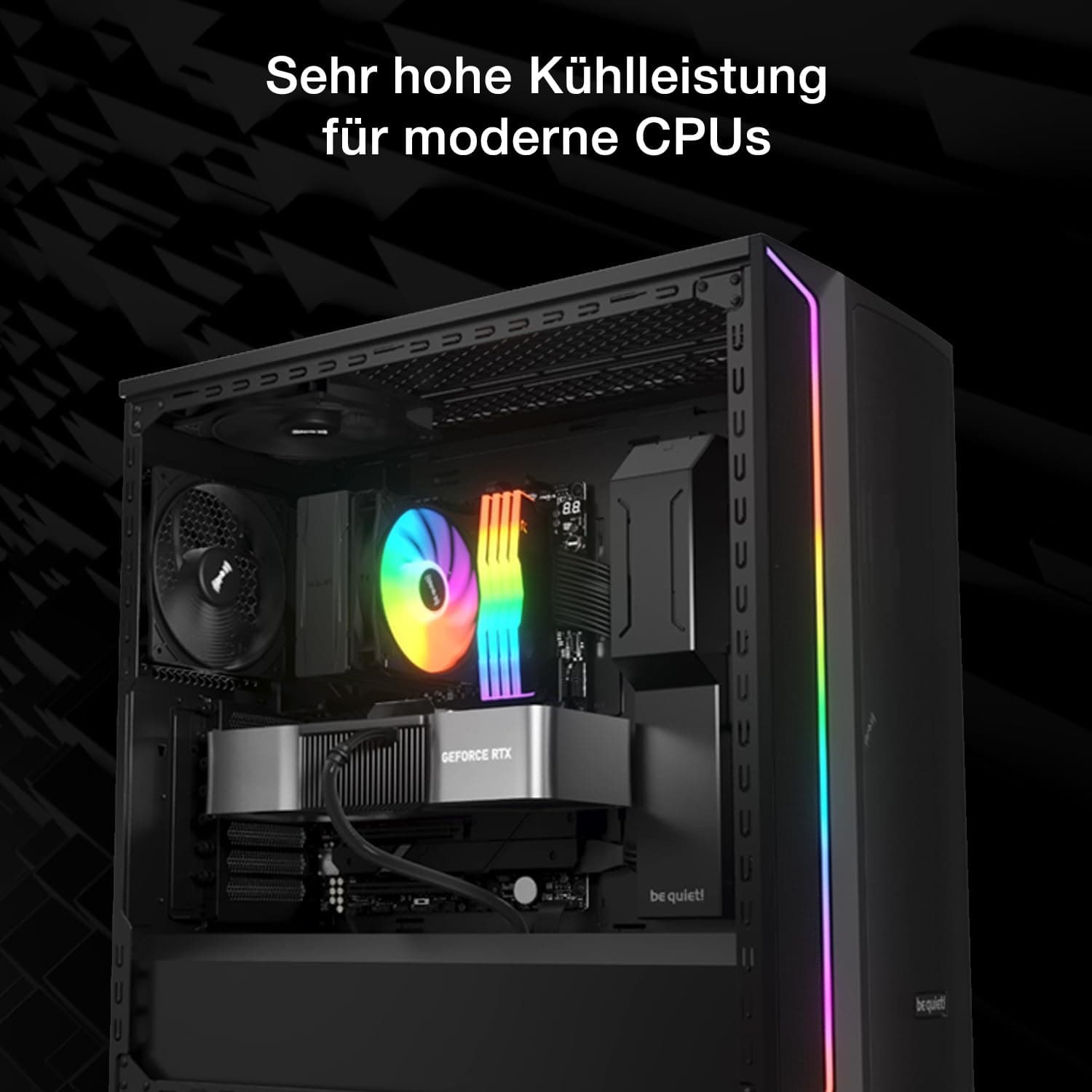 be quiet! Pure Rock 3 LX Luftkühler, sehr hohe Kühlleistung, 4 Hochleistungs-Heatpipes mit HDT-Technologie, Light Wings LX 120mm PWM- Lüfter, ARGB-Beleuchtung, vorinstallierte Montagebrücke Bild 3