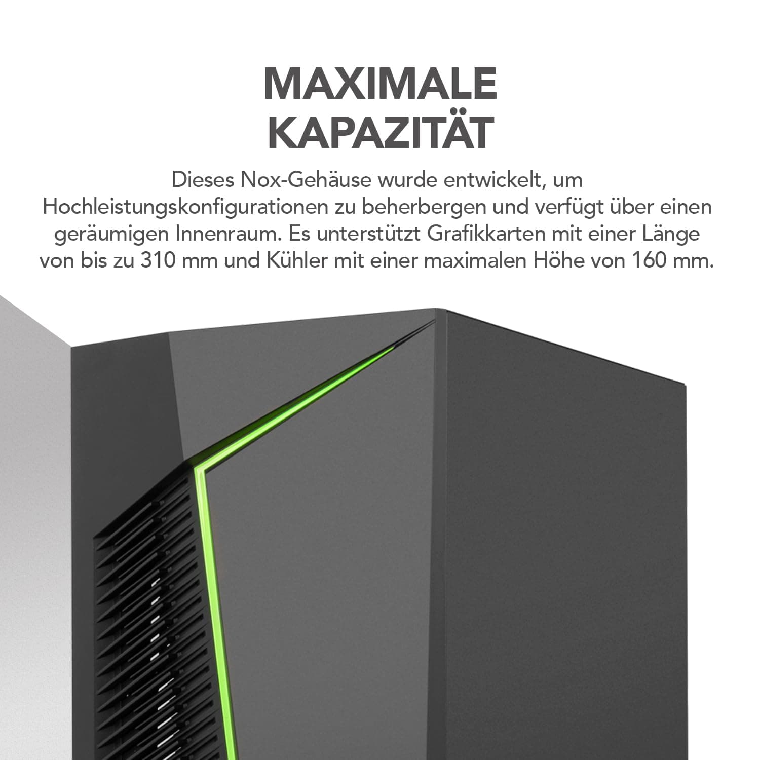NOX Xtreme Products Infinity Zeta – Micro ATX/ITX Mini-Tower mit dynamischem ARGB Rainbow, Seitenteil aus gehärtetem Glas, Platz für 6 Lüfter, kompatibel mit Grafikkarten bis 310 mm, USB 3.0, Schwarz Bild 7