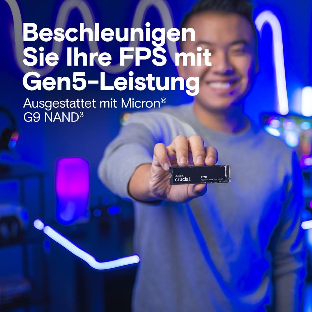 Crucial P510 SSD 1TB M.2 NVMe PCIe 5.0 x4 Gen5, bis zu 11.000 MB/s Lesen, 9.500 MB/s Schreiben, für Laptop und Desktop PC, TLC NAND, Interne Festplatte - CT1000P510SSD8-01 Bild 5
