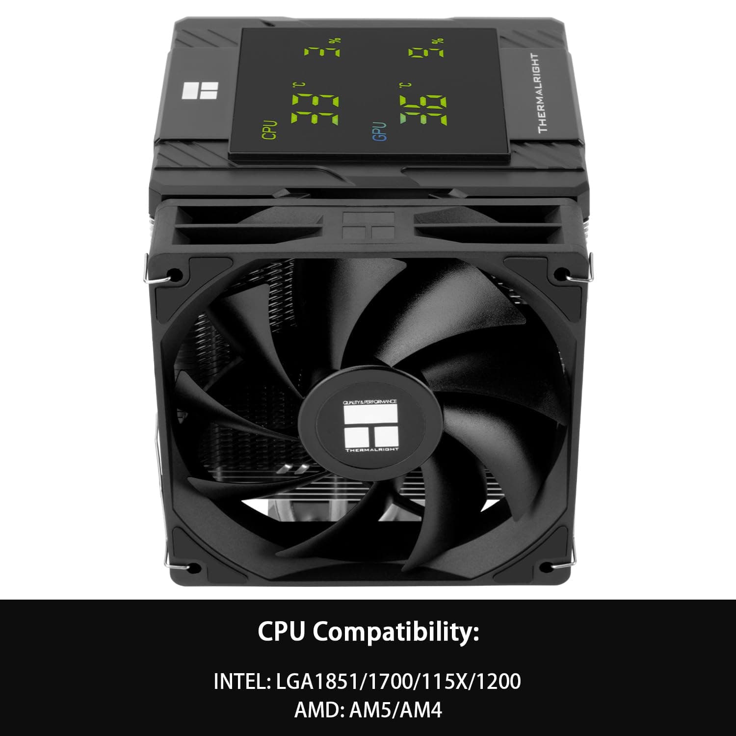 Thermalright Peerless Assassin 120 Digitaler CPU-Kühler mit 6 x 6 mm Heatpipes, magnetische Anzeigetafel, Kühlkörper-CPU-Kühler, für AM4/AM5 und Intel lga1700/1851/1150/1151/1200, Schwarz Bild 3
