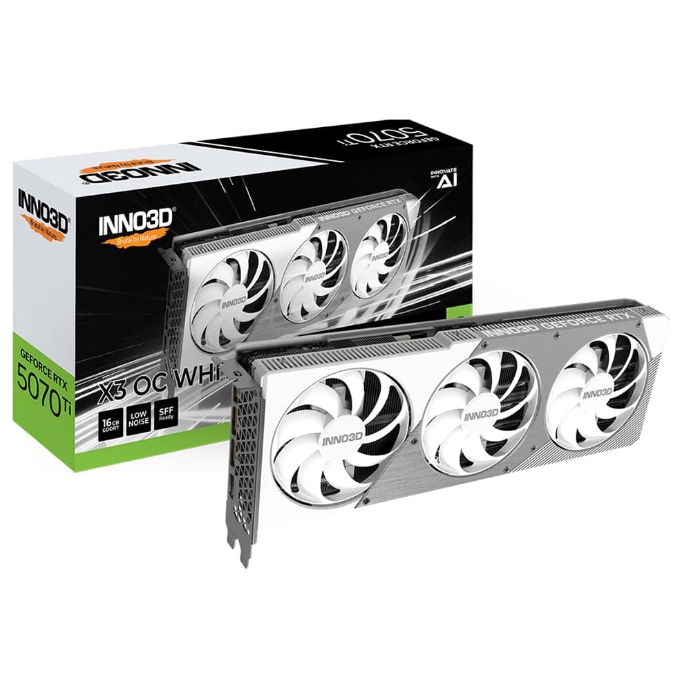 INNO3D NVIDIA GeForce RTX 5070 Ti X3 OC White 16GB GDDR7 Gaming Graphics Card (Triple Fan, 2 Slot, White, Reflex 2 RTX AI DLSS4)