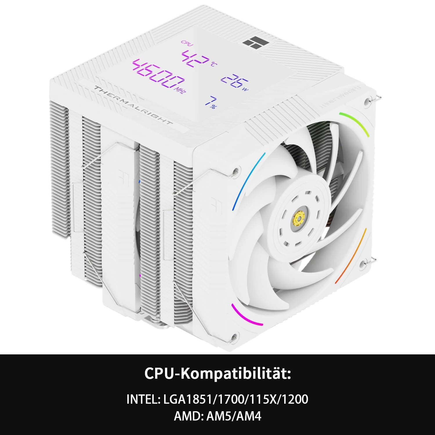 Thermalright TR Phantom Spirit 120 Digital SNOW CPU Luftkühler, 7 Heatpipes CPU Kühlung, Dual 120mm PWM Lüfter, Unterstützung für AM4/AM5/Intel lga1700/115X/1200/1851,Computer Kühler Bild 3
