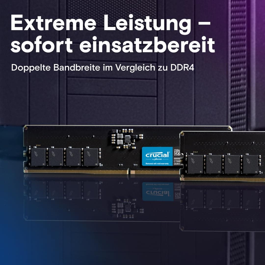 Crucial DDR5 RAM 64GB 5600MHz, PC Computer Arbeitsspeicher, (auch 5200MHz / 4800MHz) CL46 - CT64G56C46U5 5600MHz 64GB Bild 3