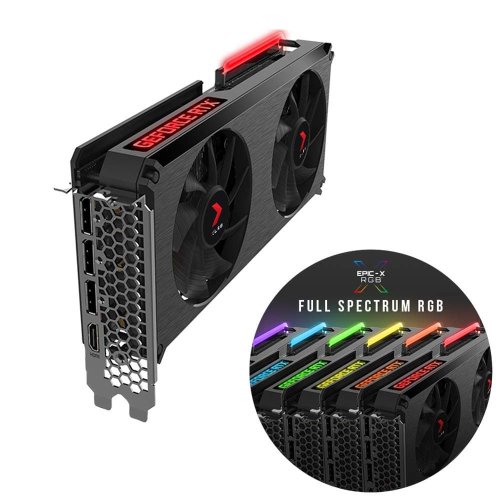PNY NVIDIA GeForce RTX 3060 12GB XLR8 Gaming Revel EPIC-X RGB GDDR6 Gaming Grafikkarte - 3584 Kerne, 192Bit, 1777MHz Boost, DLSS, Reflex, G-Sync, ShadowPlay, NVENC, DX12 Ultimate, PCIe 4.0 (erneuert) Dual Fan RTX 3060 12GB Dual Bild 3