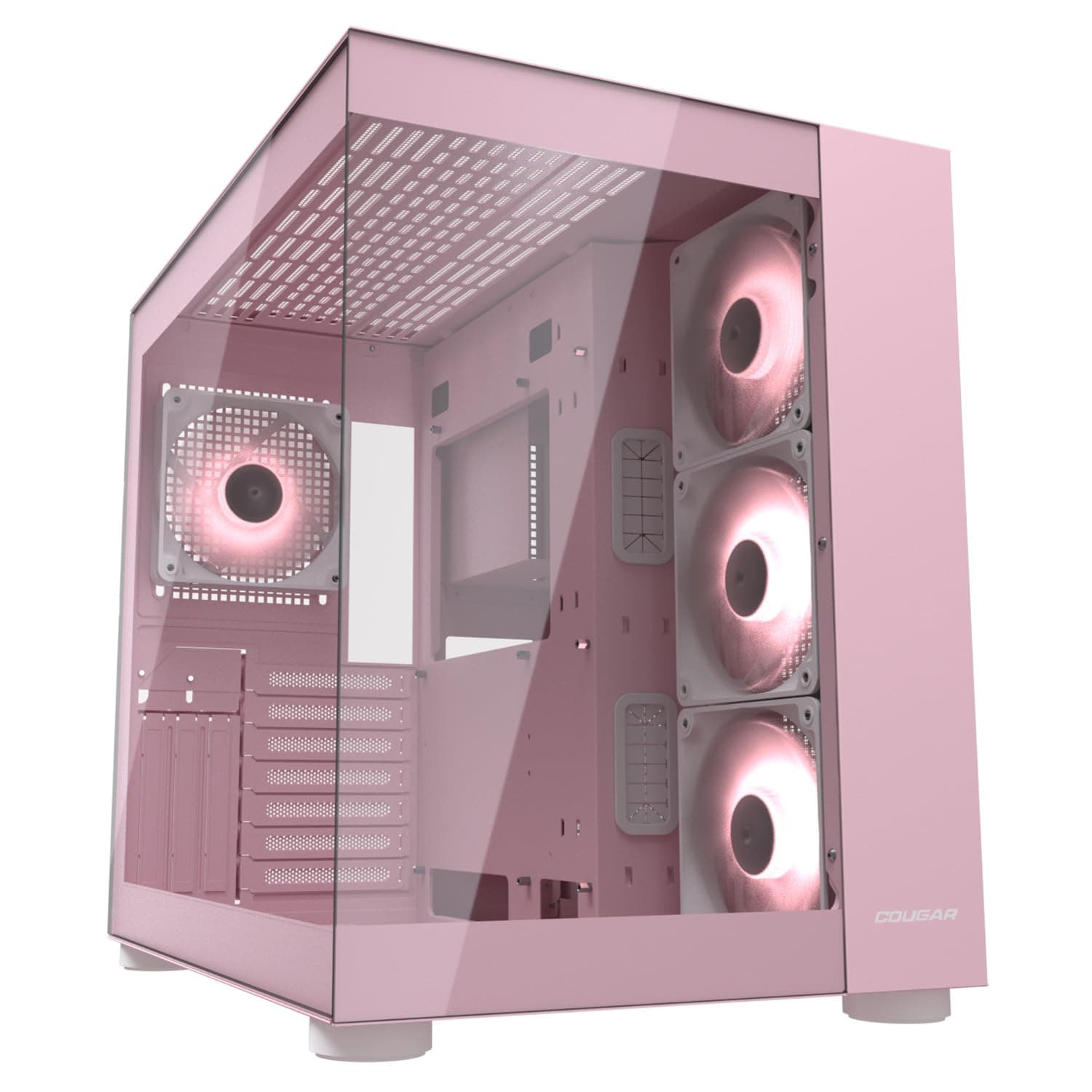 Cougar Cube Midi-Tower-Gehäuse aus Gehärtetem Glas, FV150 ARGB, Rosa Bild 2