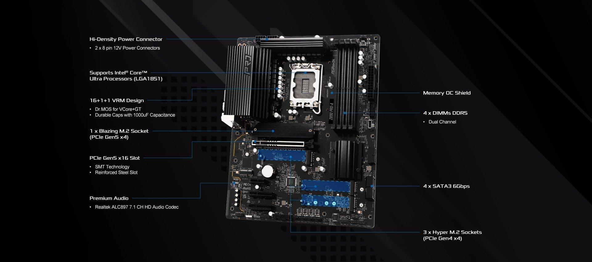 ASRock Z890 Pro-A Intel S1851 DDR5 90-MXBP50-A0UAYZ Bild 6