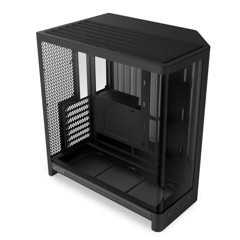 NZXT H6 Kompaktes Dual-Chamber-ATX-PC-Gehäuse - Unterstützung für 10x 120-mm-Lüfter - 360-mm-Radiator - Back-Connect-Motherboard-Ready - Nahtloses geschwungenes gehärtetes Glas - Schwarz Bild 2
