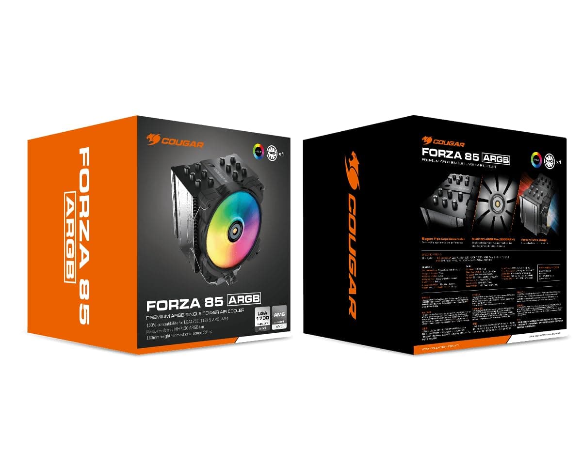 COUGAR Gaming | Luftkühler | Tour Forza 85 RGB – Hochleistungs-Lüfter MHP120 RGB – Design gegen Oxidation des Heatpipes – perfekte Wärmeableitung Bild 5