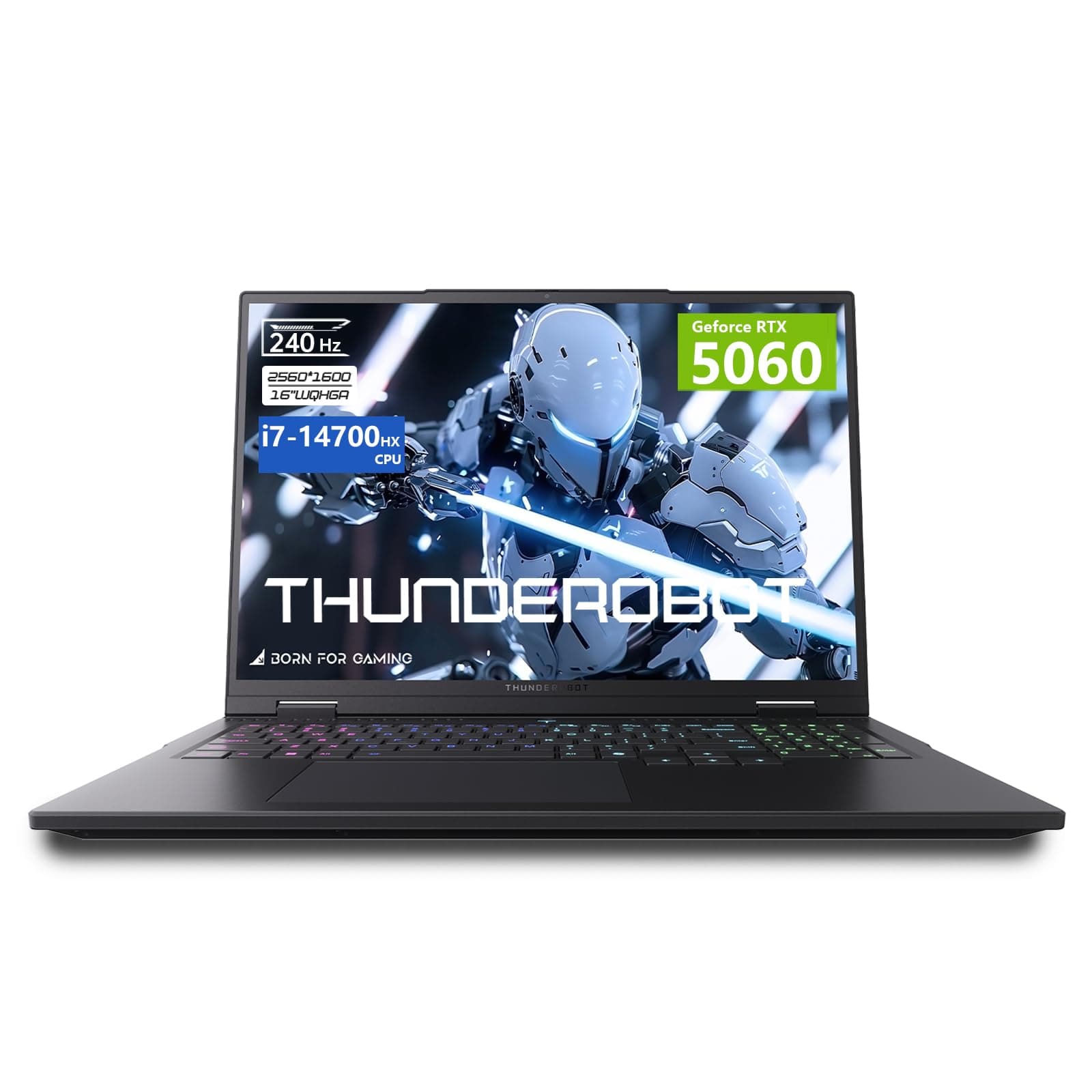 Thunderobot Radiant 16 Gaming-Laptop, Intel i7-14700HX, RTX 5060, AI Notebook, 32 GB DDR5, 1 TB SSD, 16" QHD+ 240Hz Display, 8 GB GDDR7, Win11 Pro, Effiziente Kühlung, E-Sport RZ16 5060