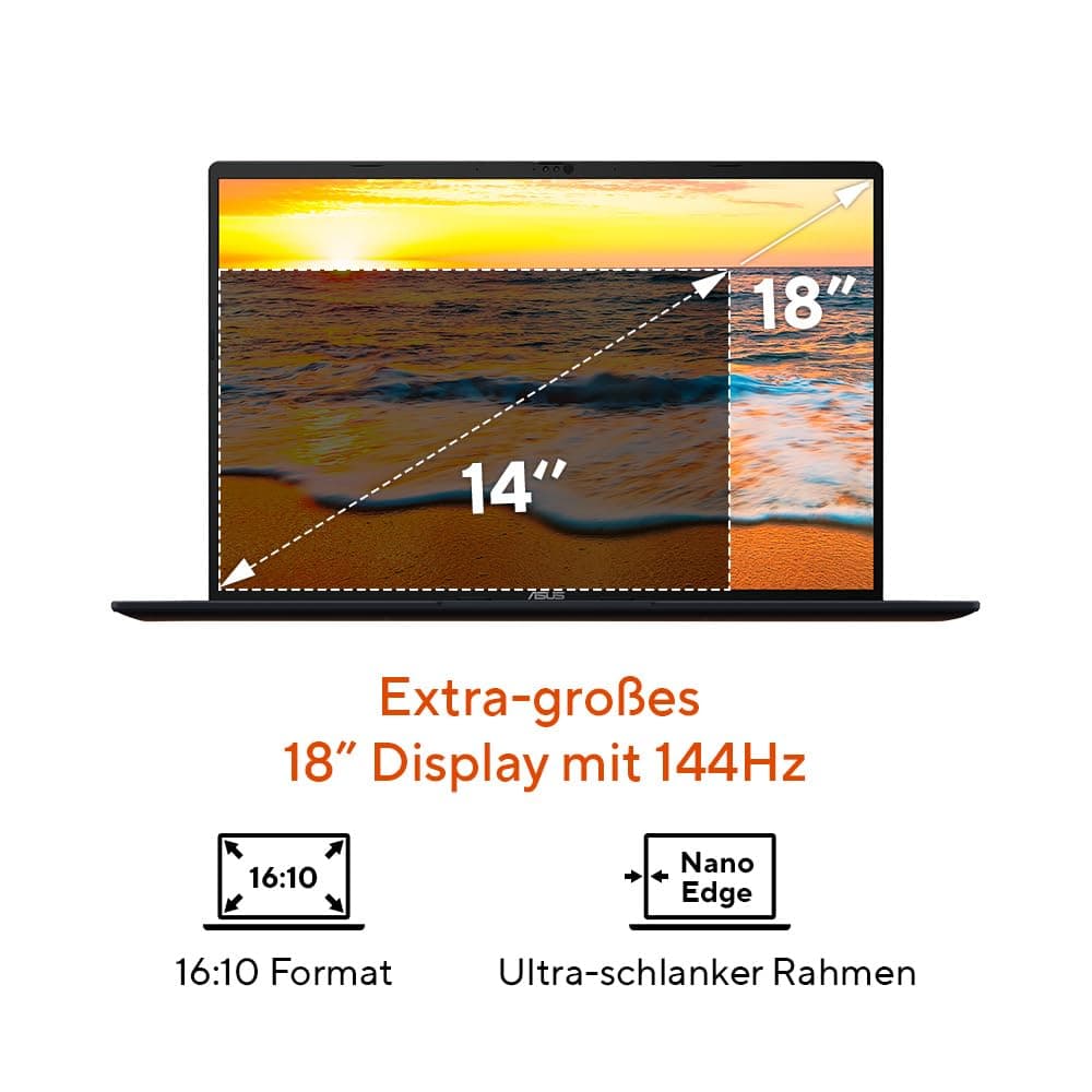 ASUS Vivobook 18 M1807HA Laptop | 18" WUXGA 16:10 IPS Display | AMD Ryzen 7 260 | 16GB RAM | 1TB SSD | AMD Radeon 780M | Win11 Home | QWERTZ | Quiet Blue (AC Adapter Sold Separately) Ryzen 7 260 16GB RAM / 1TB SSD AMD Ryzen 7 260 | 16 GB RAM | 1 TB SSD Bild 8