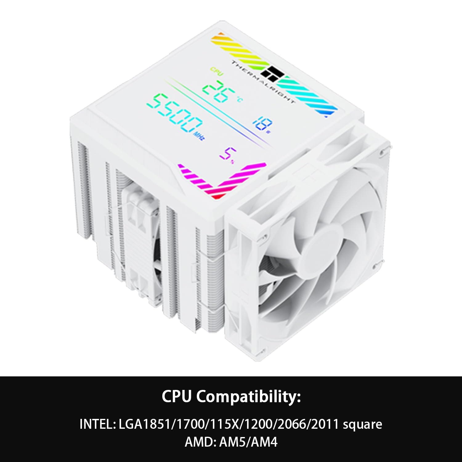 Thermalright Peerless Assassin 140 Digitaler weißer CPU-Kühler, Doppeltürme und Doppelventilator-Kühlung, CPU-Luftkühler, ARGB Digitalbildschirm, obere Abdeckung, für AM4/AM5, Intel LGA1851/1700/115X Bild 5