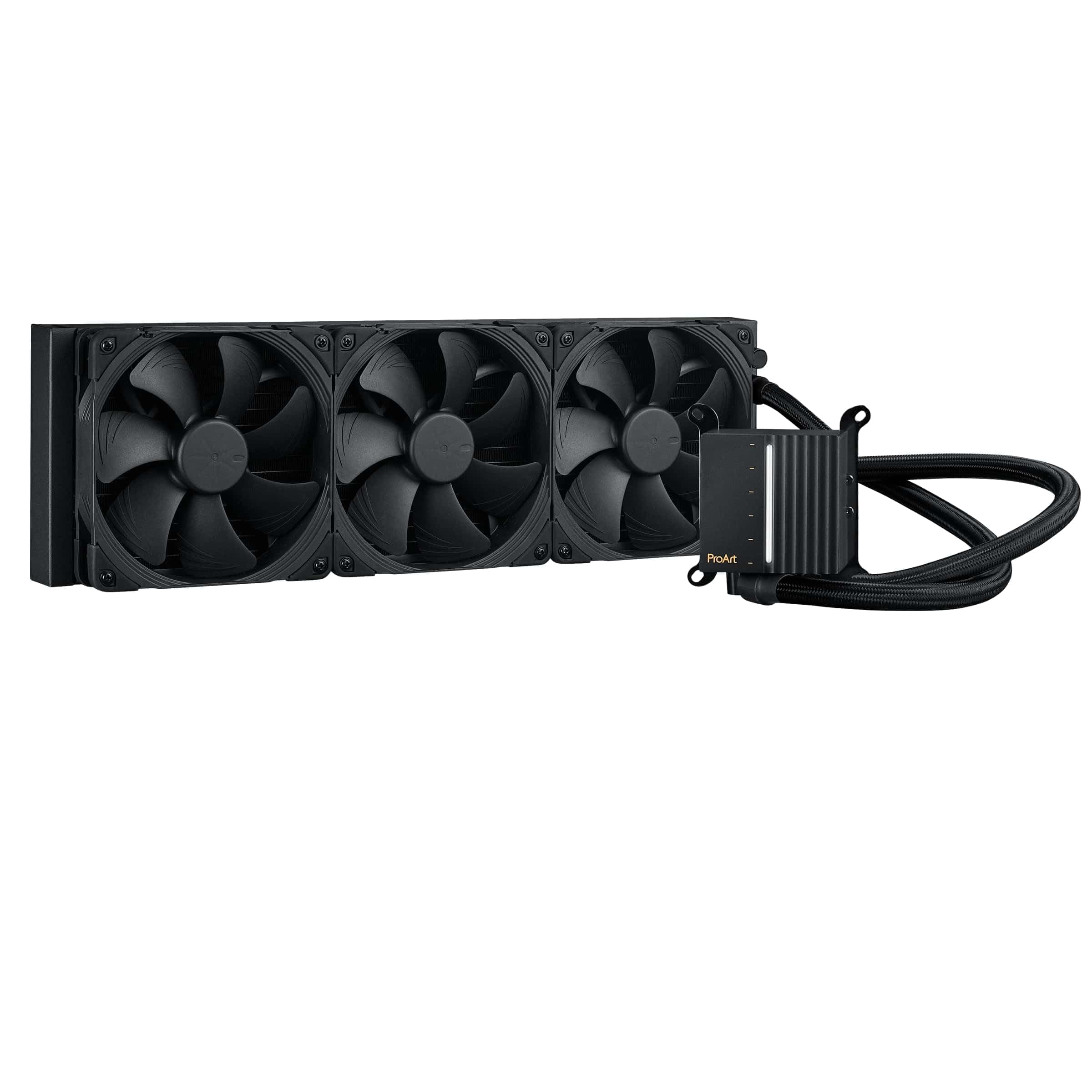 ASUS ProArt LC 420 All-in-One CPU-Wasserkühler (beleuchtete Systemstatusanzeige, 3x Noctua NF-A14 industrialPPC-2000 PWM 140mm Radiatorlüfter, 450 mm verstärkte, gesleevte Schläuche, schwarz) Bild 6