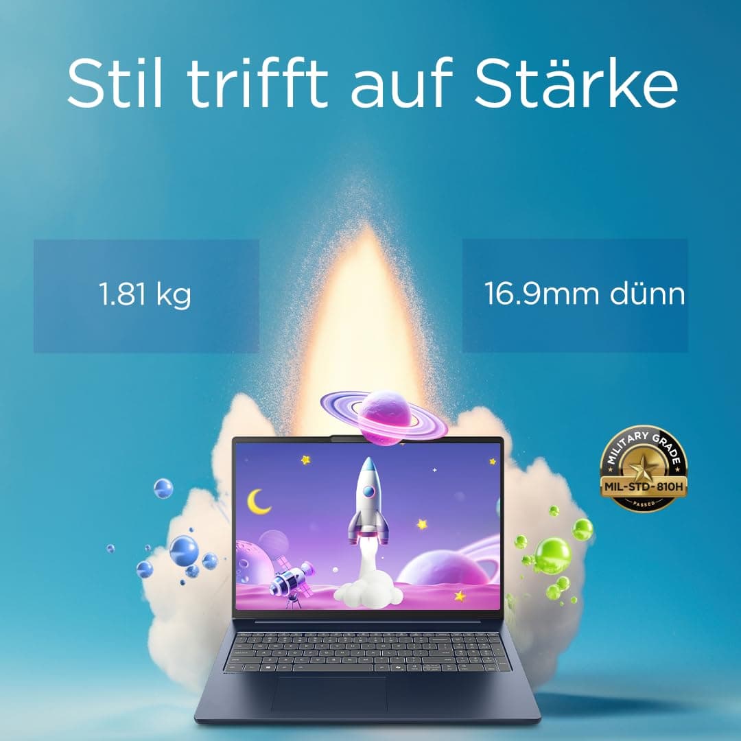 Lenovo IdeaPad Slim 5i Laptop | Copilot+ PC | 16" WUXGA Display | Intel Core Ultra 9 185H | 1TB SSD | 32GB RAM | Intel Arc Grafik | Windows 11 | QWERTZ | Cosmic Blau | 3 Monate Premium Care Bild 6