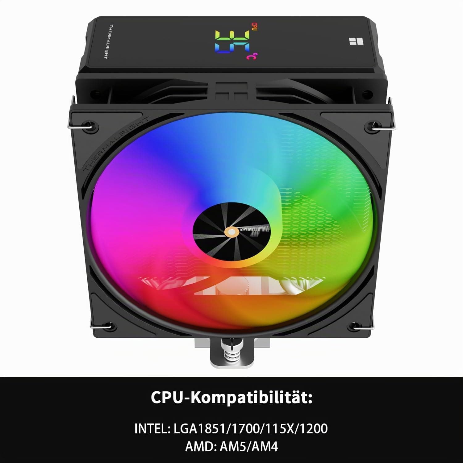 Thermalright Assassin X 120R Digitaler ARGB Black CPU-Kühler, Digitaler Bildschirm Top Cover, TL-P12-S PWM Quiet Fan CPU Luftkühler, Unterstützung AM4/AM5, Intel LGA1851/1700/1150/1151/1200 AX120R D ARGB Black Bild 5
