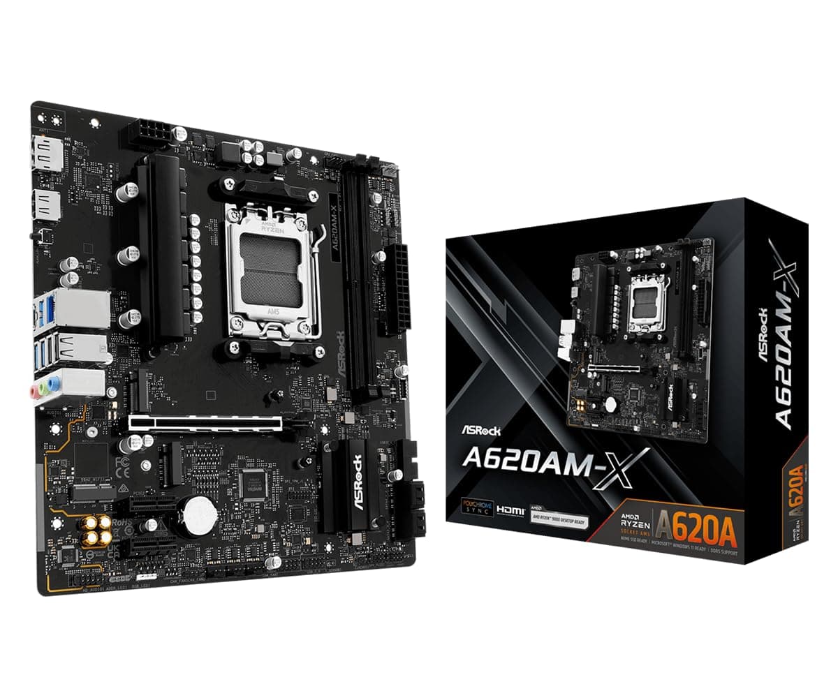 ASRock A620AM-X Micro-ATX Motherboard AMD AM5 Sockel unterstützt Ryzen 9000/8000/7000 DDR5 8000+ OC PCIe 4.0 2.5G LAN BIOS Flashback