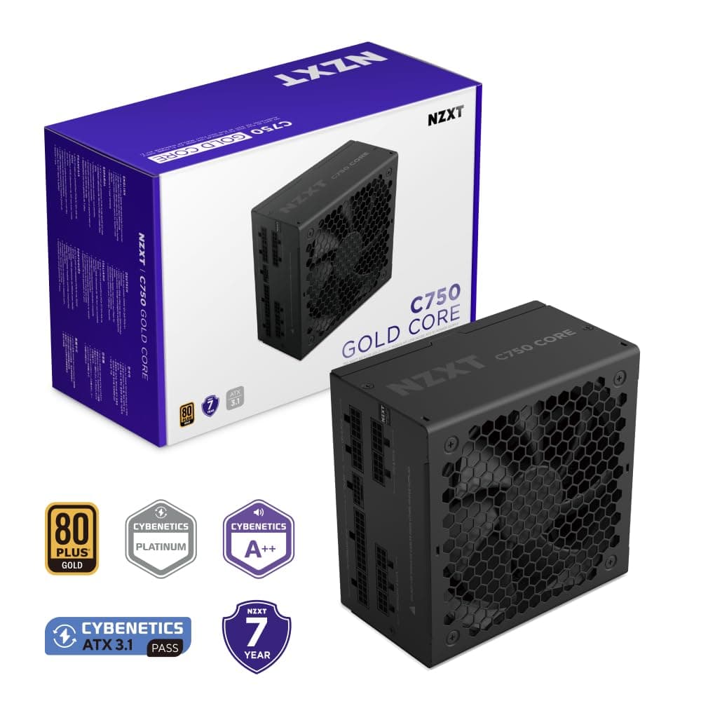 NZXT C750 Gold Core – 750W ATX 3.1 Netzteil – 80 Plus Gold – Cybenetics Platinum – Vollmodular – PCIe 5.1 300W 12V-2x6 – Zero-RPM-Lüfter – 105°C-Kondensatoren – Schwarz Bild 3
