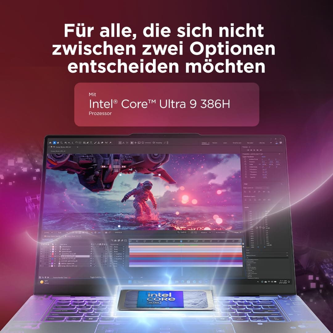 Lenovo Yoga Pro 9i Aura Edition Laptop | 16"3.2K OLED Touch Display | Intel Core Ultra 9 386H | 32GB RAM | 1TB SSD | NVIDIA GeForce RTX 5060 | Windows 11 | QWERTZ | Thunder Grau | 3 Jahre Premium Care Bild 5