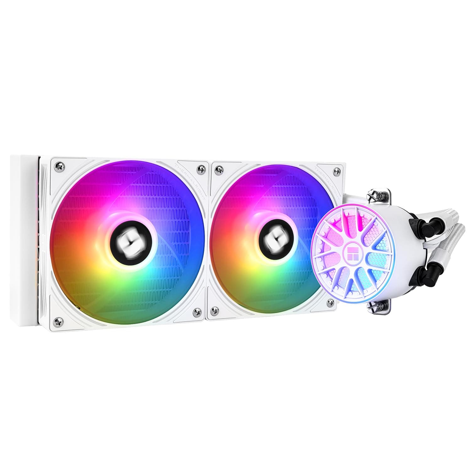 TR -AQUA ELITE 240 V6 ARGB weiß CPU-Flüssigkeitskühler, effiziente Pumpe, PWM-gesteuert, für AM4/AM5, Intel LGA1150/1151/1200/2011/1851/1700, integrierter Kühler, wassergekühlt, Weiß 240mm 240-white