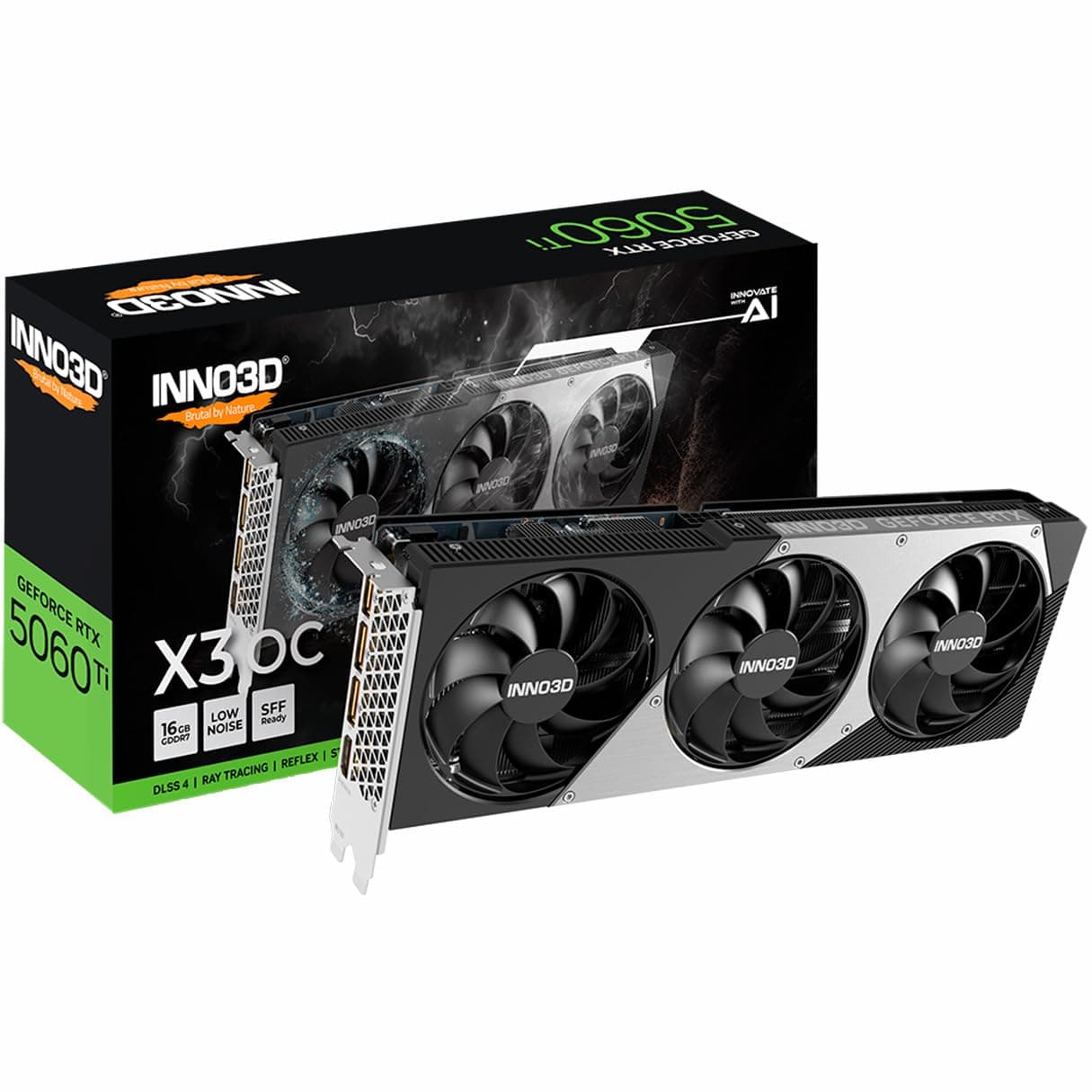 INNO3D NVIDIA GeForce RTX 5060 Ti X3 OC 16GB GDDR7 Gaming Graphics Card (Triple Fan, 2 Slot, Reflex 2 RTX AI DLSS4)