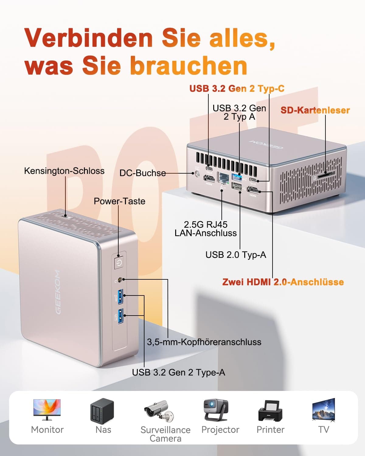 GEEKOM Mini PC A5 mit AMD Ryzen 5 7430U, 16GB DDR4 (Aufrüstbar,Kein LPDDR) 512GB SSD | 3 Jahren Garantie | 2.5G LAN | Windows 11 Pro | PC mit Dual HDMI 8K | Mini Computer für Home/Office/Gaming Bild 8