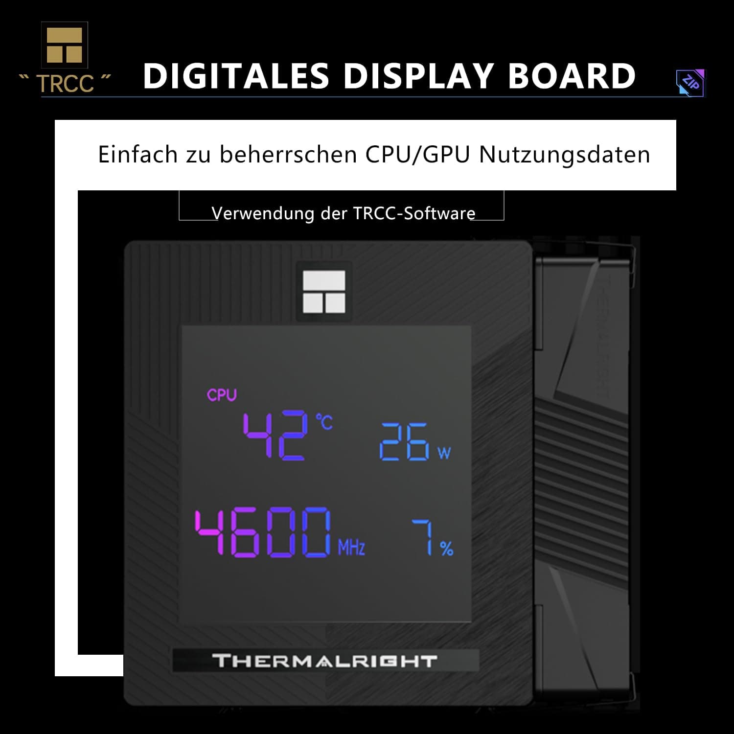 TR-Thermalright Phantom Spirit 120 Digital EVO CPU Kühler,Doppelturm mit 7 Wärmerohren,Dual PWM-Lüfter-2150U/min,Digital Display Board Top Cover,für AM5/AM4, Intel lga1851/1700/115x,Schwarz Bild 5