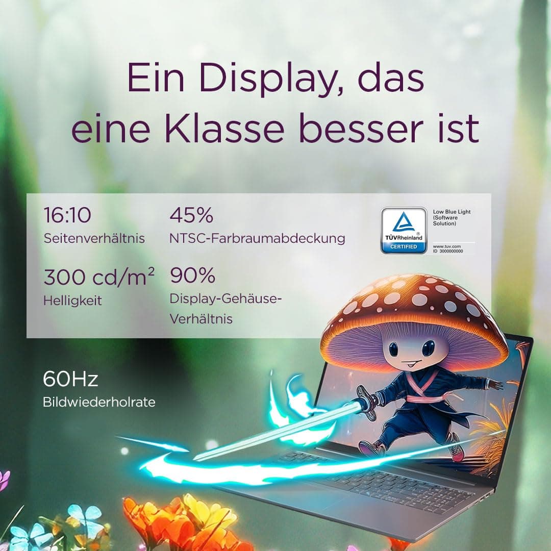 Lenovo IdeaPad Slim 5 Laptop | 16" WUXGA Display | AMD Ryzen 7 7735HS | 512GB SSD | 16GB RAM | AMD Radeon 680M Grafik | QWERTZ | Beleuchtet | Windows 11 | Luna Grau | 3 Monate Premium Care Bild 7