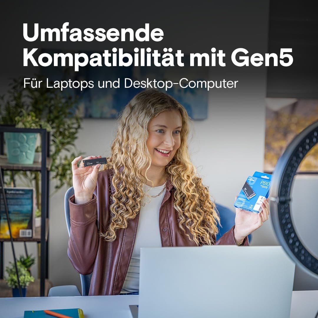 Crucial P510 SSD 1TB M.2 NVMe PCIe 5.0 x4 Gen5, bis zu 11.000 MB/s Lesen, 9.500 MB/s Schreiben, für Laptop und Desktop PC, TLC NAND, Interne Festplatte - CT1000P510SSD8-01 Bild 7