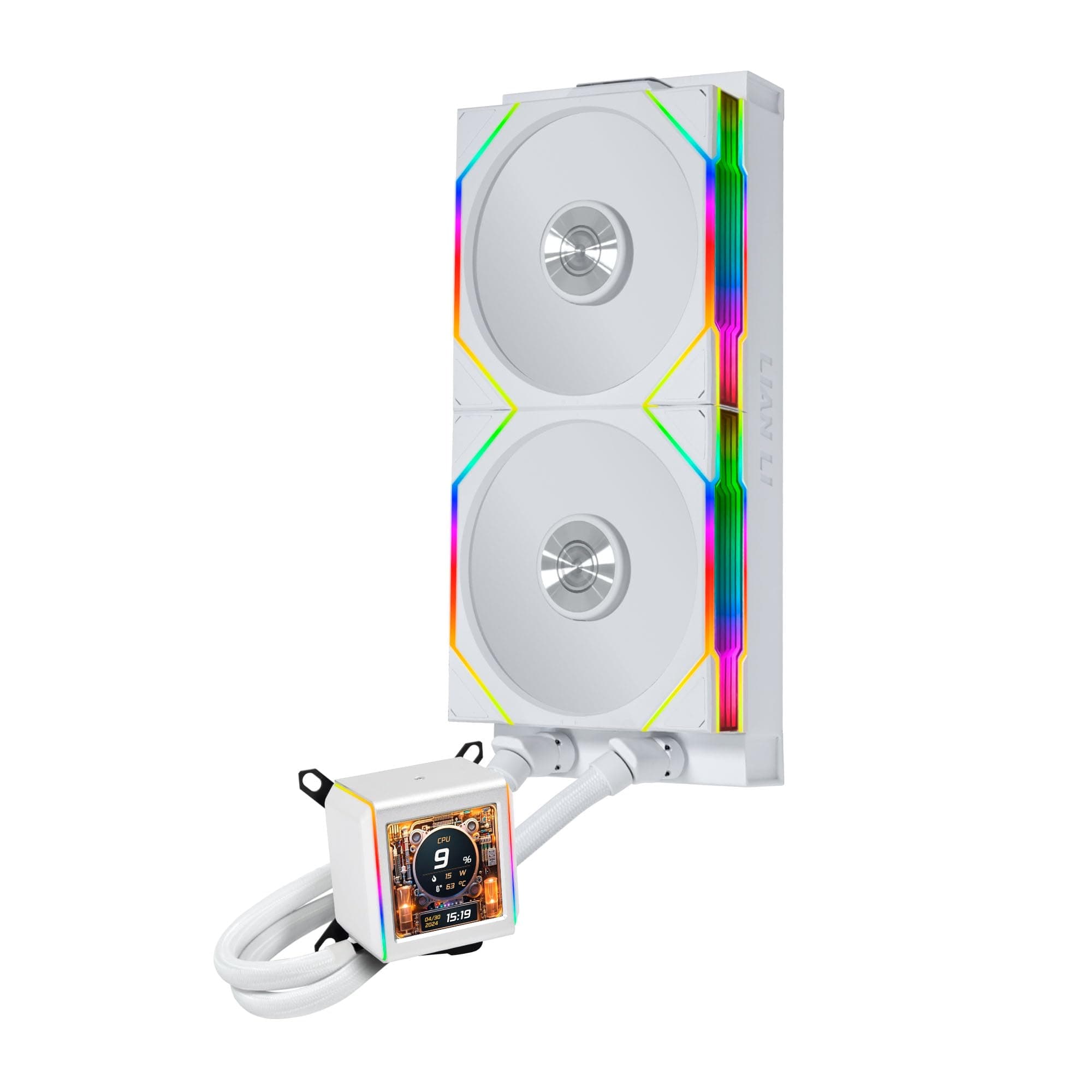 Lian Li Galahad II LCD 280 TL Wireless AiO Wasserkühlung Weiß – CPU-Kühler mit 280 mm Radiator, LCD Display und TL Wireless ARGB Lüftern Bild 3