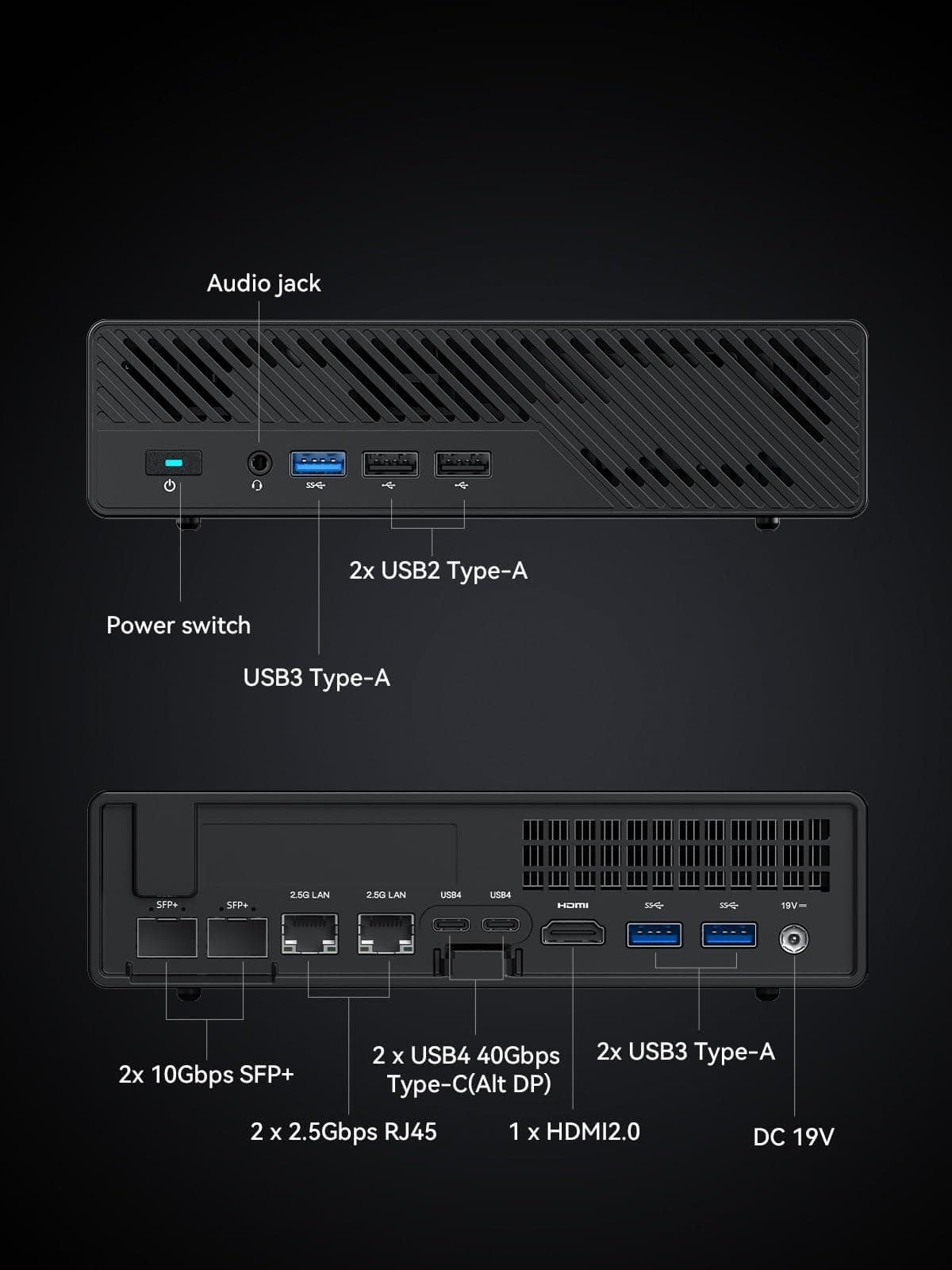 MINIS FORUM MS-01 Mini Workstation Intel Core i9-13900H (vPro Enterprise) Mini PC,2X 10Gbps SFP+/2X 2.5G RJ45/2x USB4/HDIM/1x PCIe4.0x16 slot/3x M.2 2280/22110/U.2 SSD,Pas de RAM/SSD MS-01 S390 0/0 GB Bild 7