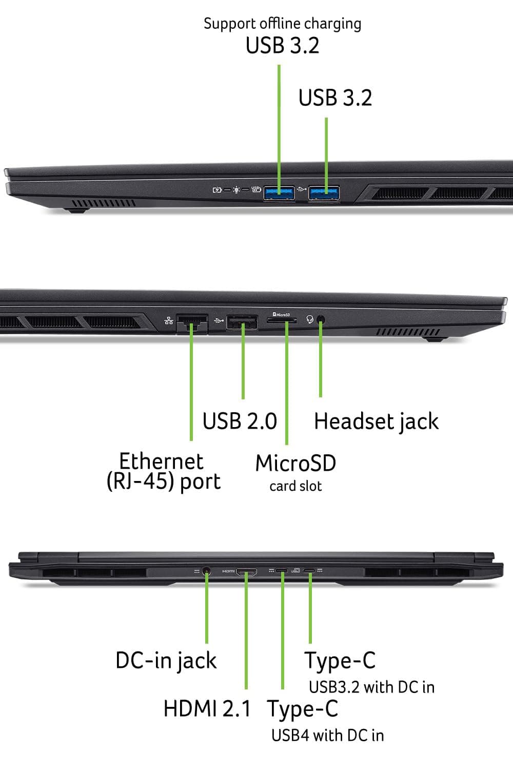 Acer Nitro 16S AI (AN16S-61-R5MK) Gaming Laptop, 16" WQXGA IPS 180Hz Display, AMD Ryzen AI 9 365, 32 GB RAM, 2 TB GB SSD, NVIDIA GeForce RTX 5070 Ti, Windows 11, QWERTZ Tastatur, schwarz Bild 5