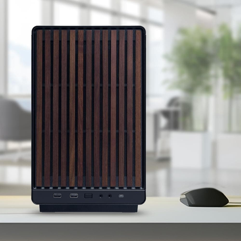Lian Li DAN Cases A3-mATX Wood Edition PC-Gehäuse, Micro-ATX, Tempered Glass, Walnuss-Holz, schwarz Walnuss Schwarz Hartglas Bild 3