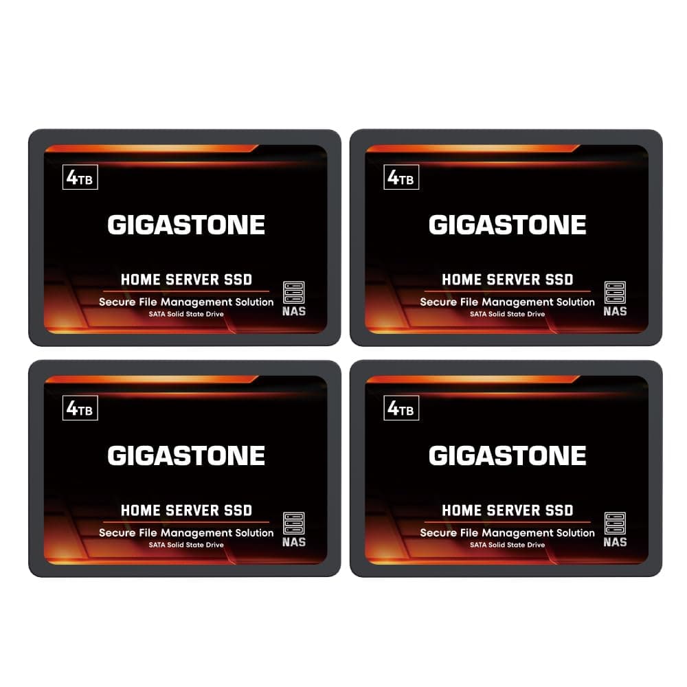 Gigastone Home NAS SSD 4TB (4er-Pack) 24/7 Dauerhaft Hohe Dauerhaltbarkeit Persönlicher Server Cloud Datenspeicher RAID 3D NAND 2,5 Zoll SATA III Interne Solid State Festplatten Bild 2