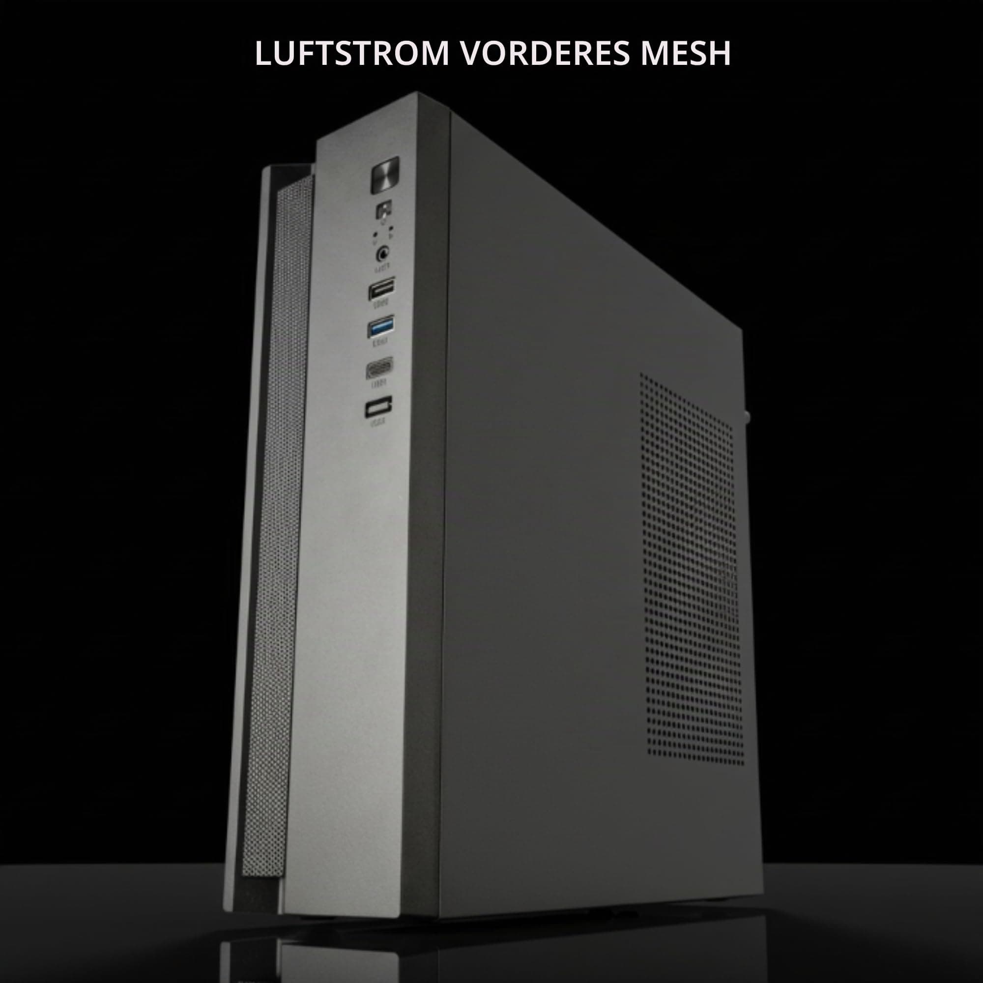 Tacens Anima ACSLIM500, MicroATX PC-Gehäuse, Slim Dual Horizontal oder Vertikal Design, TFX 500W Netzteil, Front mit Airflow-Gitter, Ultrakompakter Mini-Tower mit USB-C und USB 3.0, Schwarz Bild 3