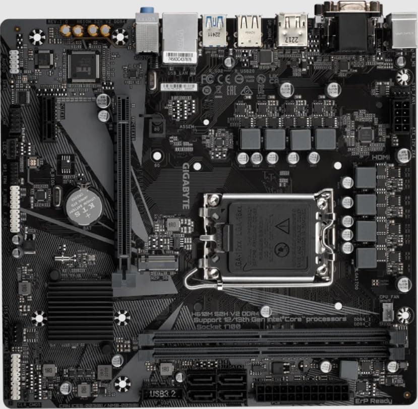 GIGABYTE H610M S2H V2 DDR4 Mainboard - Unterstützt Intel Core Prozessoren 14th CPUs, 6+1+1 Hybrid Phases Digital VRM, up to 3200MHz DDR4 (OC), 1xPCIe 3.0 M.2, GbE LAN, USB 3.2 Gen 1 Bild 3