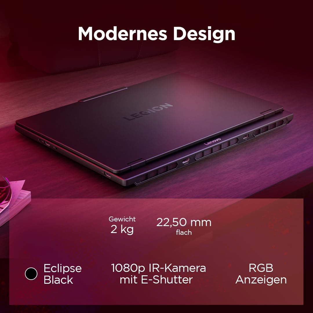 Lenovo Legion 5 Gaming AI Laptop | 15.1" WQXGA 165 Hz OLED Display | NVIDIA GeForce RTX 5060 | AMD Ryzen AI 7 350 | 16GB RAM | 1TB SSD | Win11 | QWERTZ | Eclipse Black | 3 Monate GamePass Bild 8