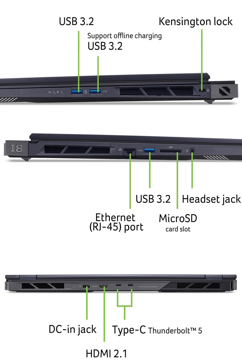 Acer Predator Helios 18 AI (PH18-73-96A7) Gaming Laptop, 18 Inch WQXGA MiniLED IPS 250Hz Display, Intel Core Ultra 9 275HX, 32 GB RAM, 2 TB SSD, NVIDIA GeForce RTX 5080, Windows 11, QWERTZ Intel Core Ultra 9 275HX 32.0 GB 18 Zoll MiniLED Display RTX 5080 Bild 5