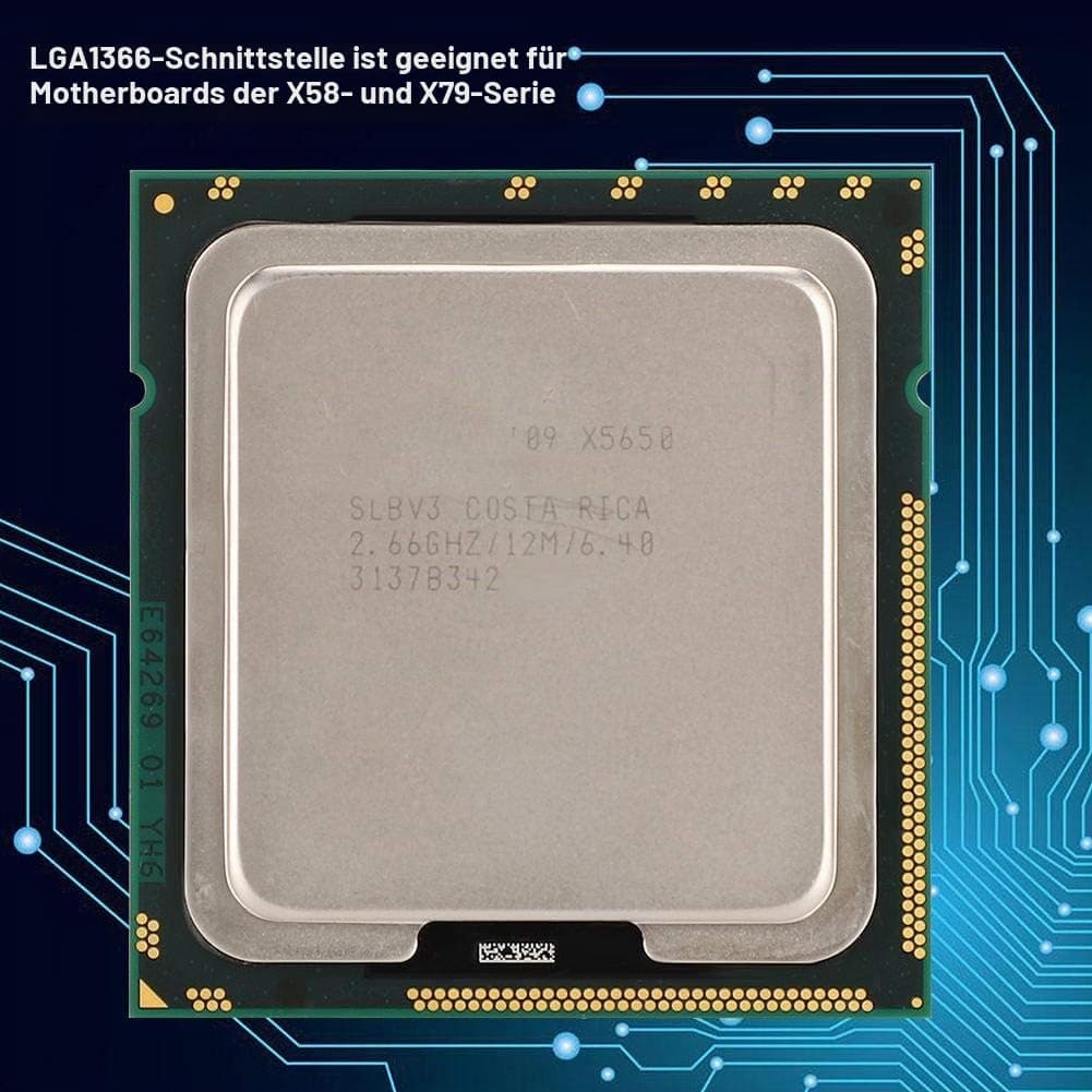 Intel Xeon X5650 Sechskern Prozessor 2.66 GHz 12 MB Cache LGA1366 CPU Offizielle Version, 6 Kerne 12 Threads 95 W, für X58 X79 Server und Workstation Bild 3