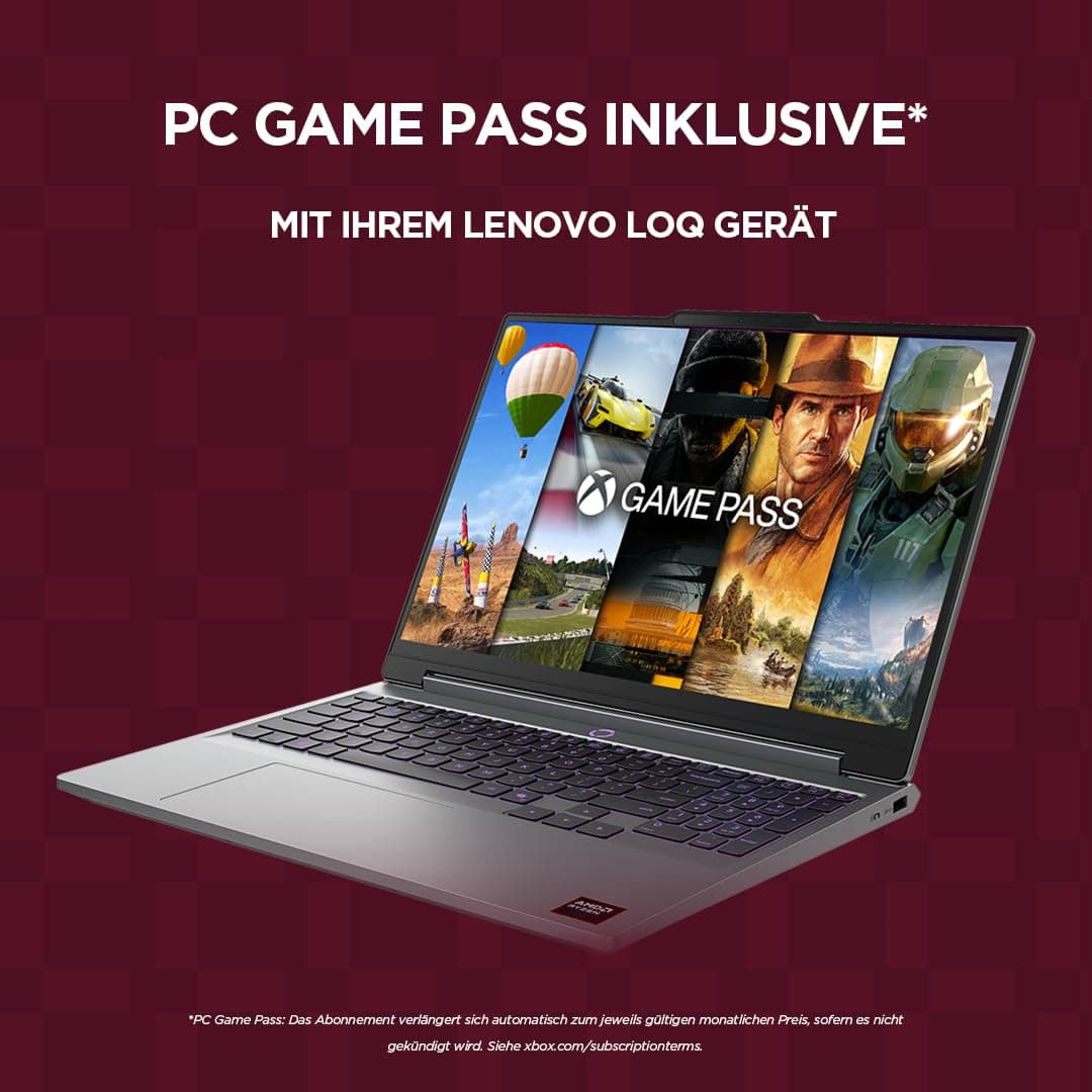 Lenovo LOQ Gaming AI Laptop | 15.3" WUXGA 165Hz Display | AMD Ryzen 7 250 | 16GB RAM | 1TB SSD | NVIDIA GeForce RTX 5060 | Windows 11 | QWERTZ | Grau | 3 Monate GamePass Bild 7