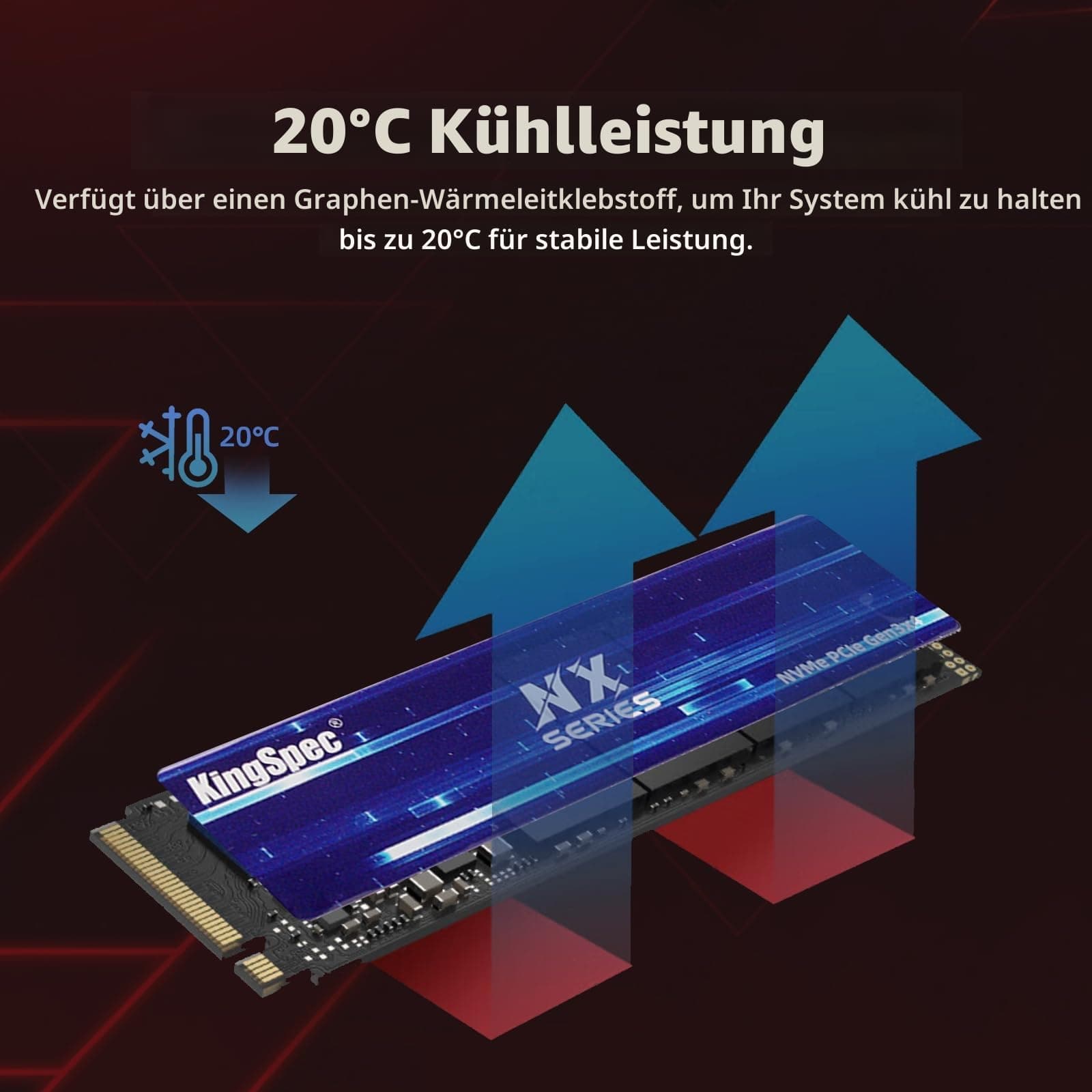 KingSpec NX-2280 512GB SSD NVMe M.2 PCIe 3.0 Gen 3x4 Gaming Solid State Drive, Up to 3500MB/s Read, 3D NAND Flash Internal SSD for Desktop/Laptop Bild 7