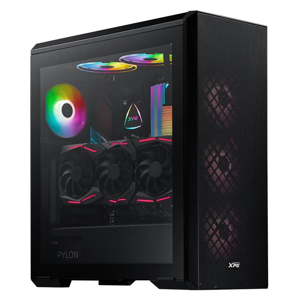 XPG Defender Midi-Tower-E-ATX-PC-Gehäuse (Magnetische MESH-Frontblende mit abnehmbarem Staubfilter, kühlender Netzteilbereich durch Perforation, 3 x XPG Vento 120 Lüfter installiert, Schwarz) Bild 7