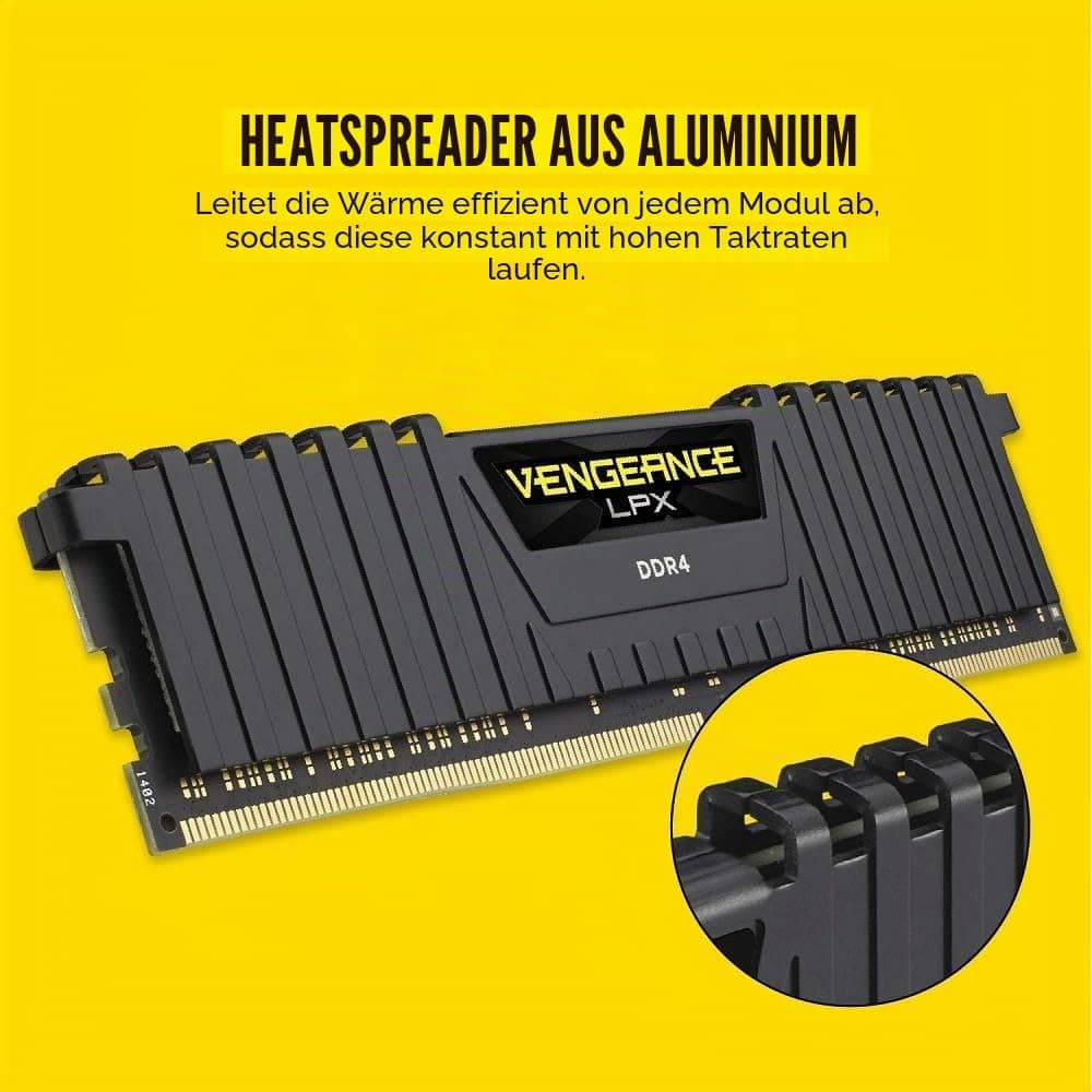 Corsair Vengeance LPX 16GB (1x16GB) DDR4 3000MHz C16 XMP 2.0 High Performance Desktop Arbeitsspeicher Kit, Schwarz 1 x 16 GB Schwarz Bild 7