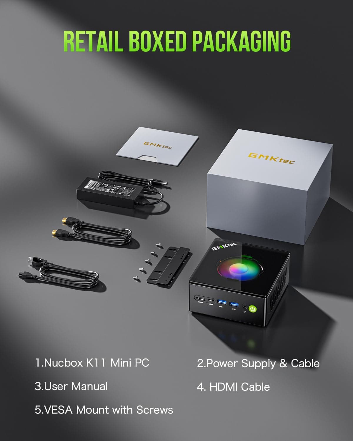 GMKtec K11 AMD Ryzen 9 Gaming Mini PC 8945HS(8C/16T, bis zu 5.2GHz),32GB DDR5 4800MHz RAM 1TB PCIE Desktop PC Computer,Oculink/Dual NIC 2.5GbE LAN/HDMI/USB 4.0/WiFi 6/BT 5.2/DisplayPort/USB4*2 32.0 GB 1.0 TB Bild 7