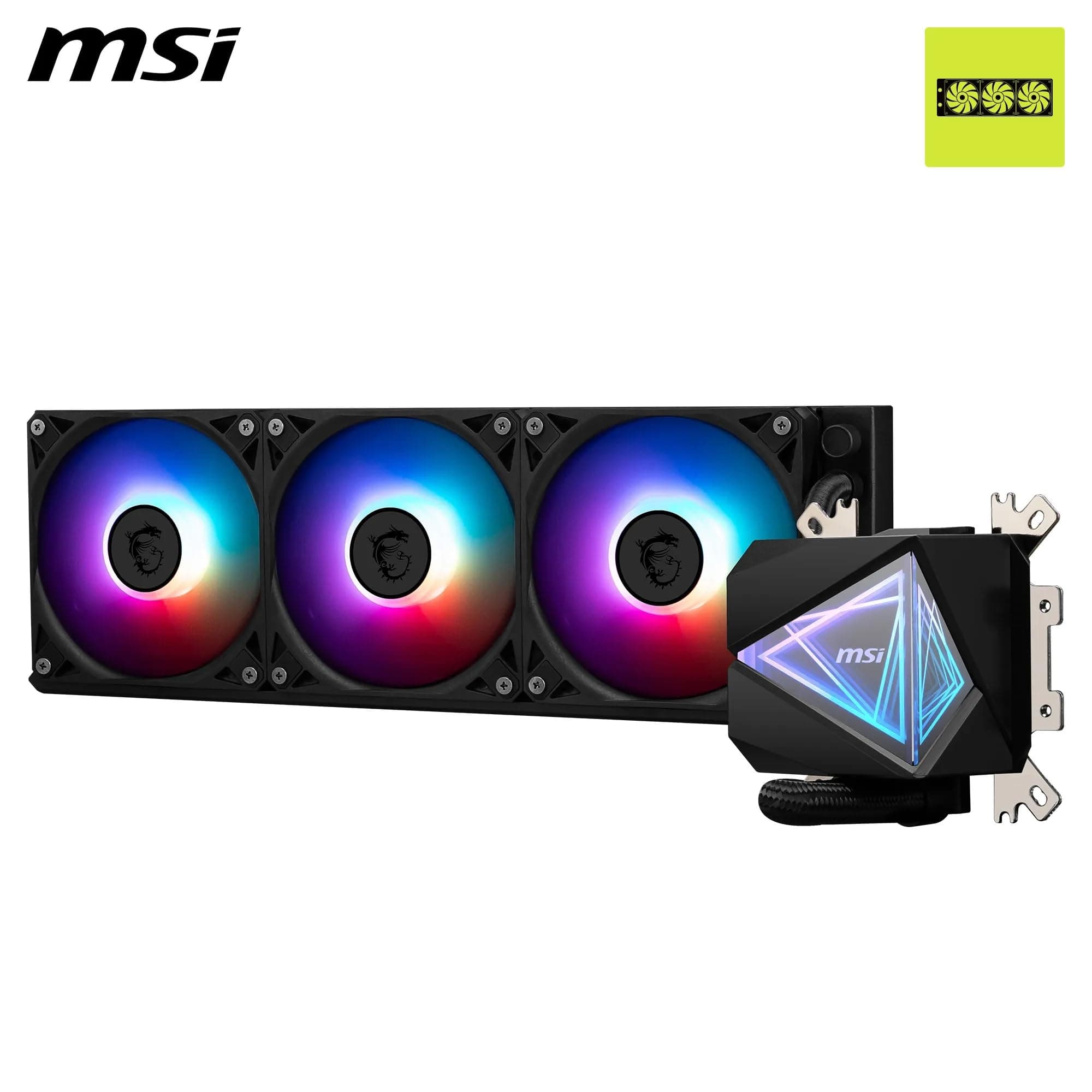 MSI MAG CORELIQUID I360 AIO CPU Wasserkühlung - Vergrößerte Kupferkühlplatte, ARGB & LDB Lüfter, Zweikammer-Wasserblock, Split-Flow Radiator, unterstützt Intel & AMD Sockel Bild 3