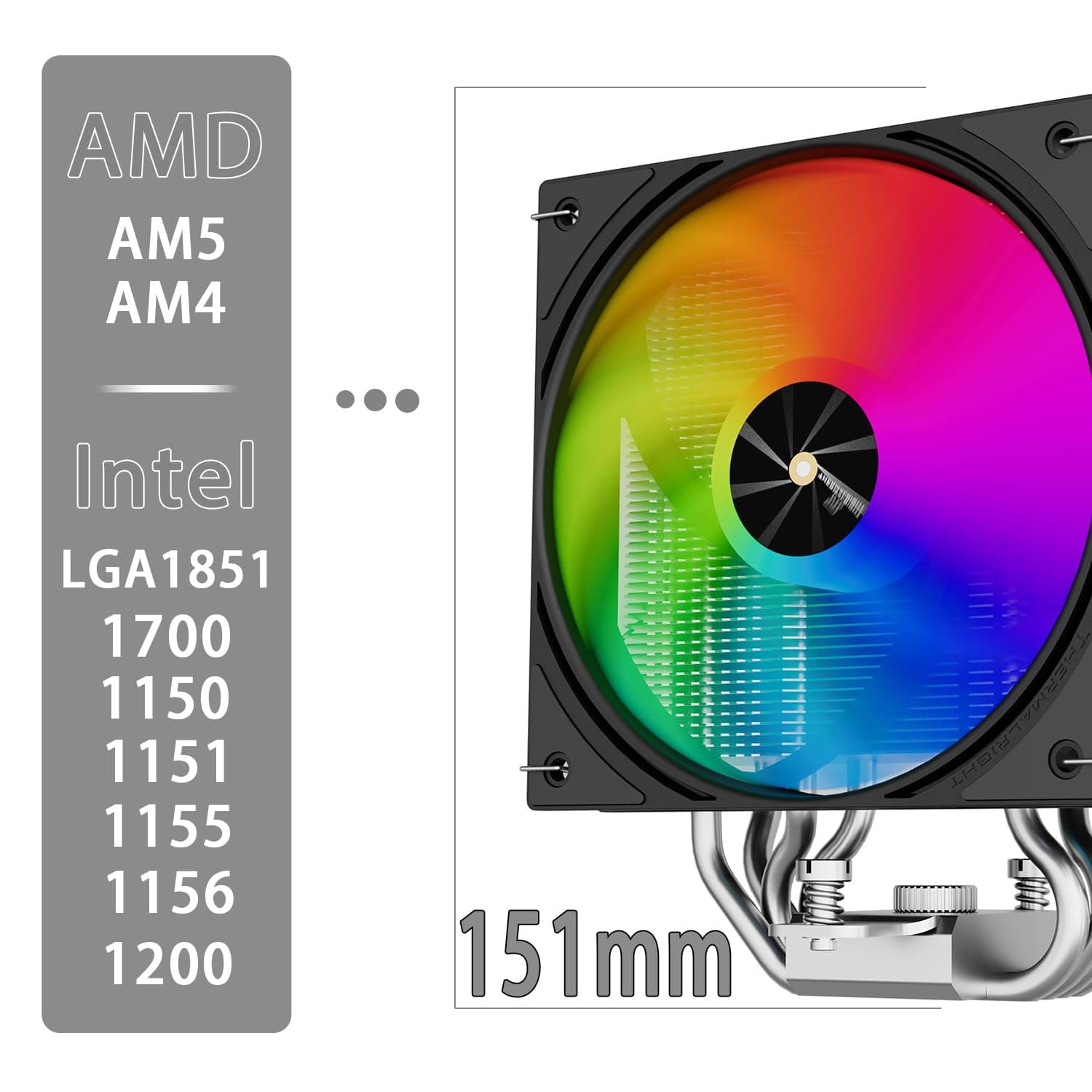 TR-Thermalright Assassin X 120 Digital ARGB Schwarzer CPU-Kühler, 4x6mm Wärmerohre,120mm ARGB-Lüfter-2000U/min, Digital Display Board Top Cover, für AM5/AM4, Intel lga1851/1700, Schwarz Bild 7