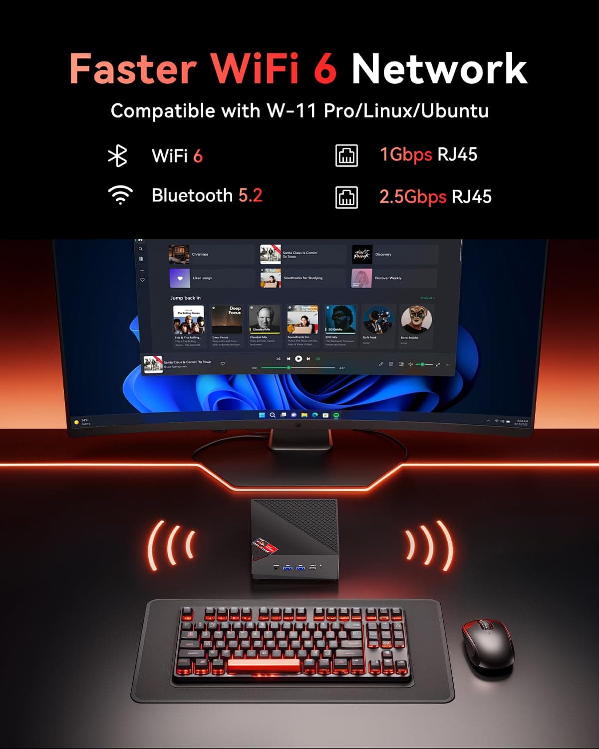 NiPoGi AM06 PRO Mini PC АMD Ryzen 7 7730U(Besser als i7-1255U/R5 5730U, 8C/16T, bis zu 4,5 GHz), 32 GB DDR4 1 TB M.2 SSD Mini Desktop Computer W-11 Pro für Büro/Schule, Dual-LAN, HDMI, WiFi 6, BT 5.2. Schwarz R7 7730U/ 32 + 1 TB Bild 6
